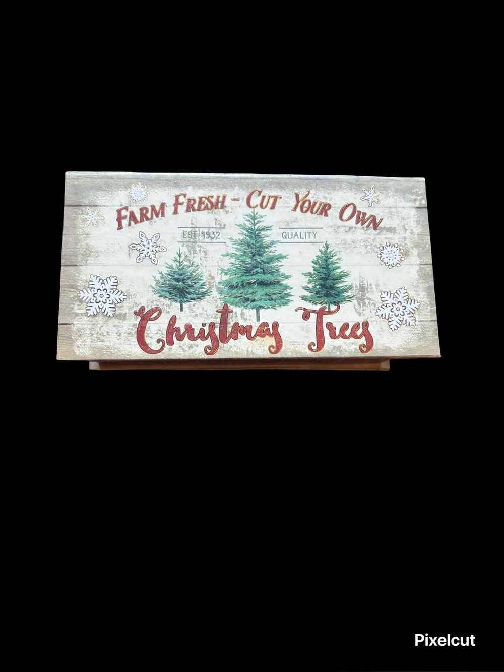 Farm Fresh Cut Your Own Christmas Trees music box soap dish  - Red & Green